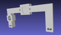 3D rendering of sensor/lens holder. The hole on the left is for an SMA antenna connector.